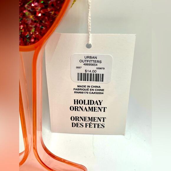 Urban Outfitters glitter champagne glasses pink ornaments NWT - Picture 3 of 8